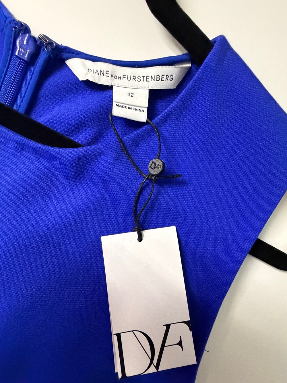 Diane von Furstenberg DVF Cobalt Blue Sleeveless Midi Sheath Dress NWT Size 12